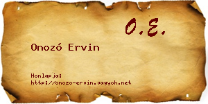 Onozó Ervin névjegykártya